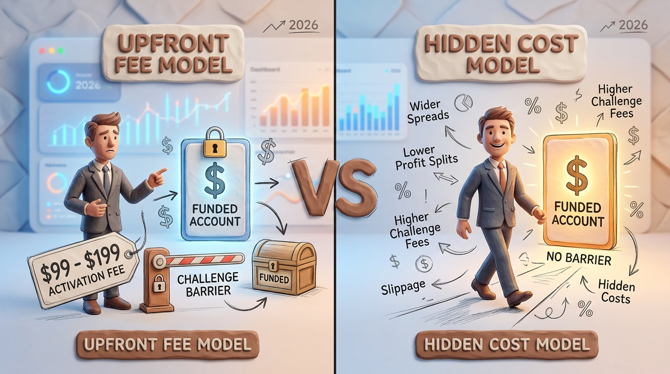 Activation fee vs no activation fee prop firm cost comparison for 2026